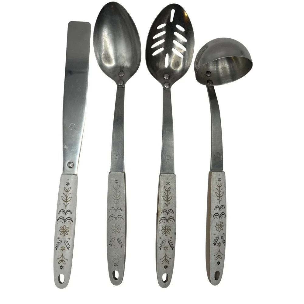 Vtg Ekco Flint Arrowhead Harvest Wheat Kitchen Utensils Set‎ 4 MCM Retro USA 50s